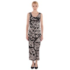 Earth  Dark Soil With Cracks Fitted Maxi Dress by FunnyCow