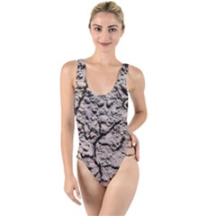 Earth  Dark Soil With Cracks High Leg Strappy Swimsuit