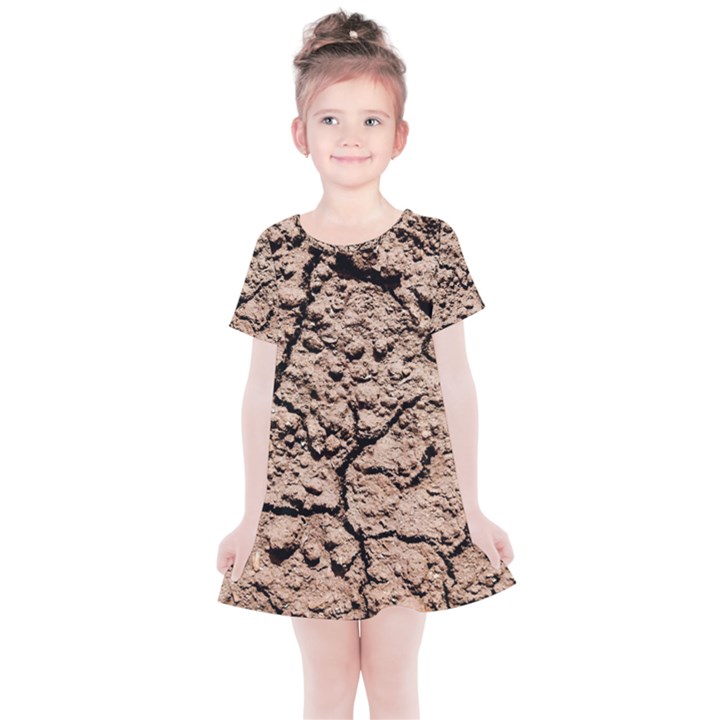 Earth. Light Brown Wet Soil Kids  Simple Cotton Dress