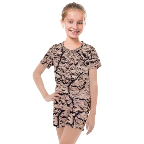 Earth  Light Brown Wet Soil Kids  Mesh Tee And Shorts Set by FunnyCow