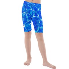 Blue Clear Water Texture Kids  Mid Length Swim Shorts by FunnyCow