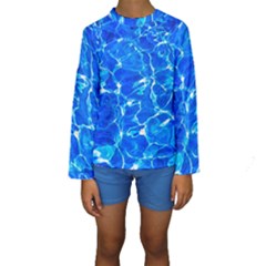 Blue Clear Water Texture Kids  Long Sleeve Swimwear by FunnyCow