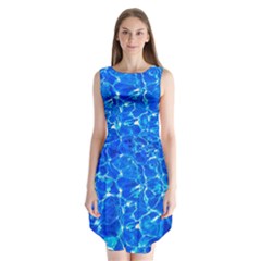 Blue Clear Water Texture Sleeveless Chiffon Dress   by FunnyCow