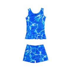 Blue Clear Water Texture Kid s Boyleg Swimsuit by FunnyCow