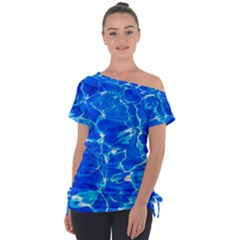 Blue Clear Water Texture Tie-up Tee