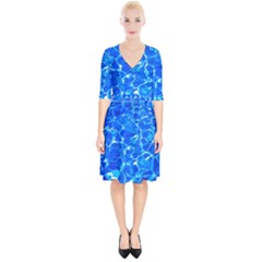 Blue Clear Water Texture Wrap Up Cocktail Dress by FunnyCow