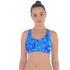 Blue Clear Water Texture Cross String Back Sports Bra by FunnyCow