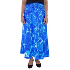 Blue Clear Water Texture Flared Maxi Skirt by FunnyCow