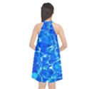 Blue Clear Water Texture Halter Neckline Chiffon Dress  View2