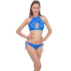 Blue Clear Water Texture Cross Front Halter Bikini Set by FunnyCow