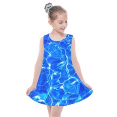 Blue Clear Water Texture Kids  Summer Dress by FunnyCow