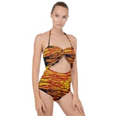 Liquid Gold Scallop Top Cut Out Swimsuit