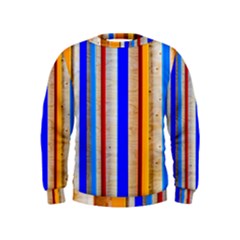 Colorful Wood And Metal Pattern Kids  Sweatshirt by FunnyCow