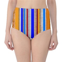 Colorful Wood And Metal Pattern Classic High-waist Bikini Bottoms by FunnyCow