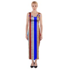 Colorful Wood And Metal Pattern Fitted Maxi Dress by FunnyCow