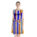 Colorful Wood And Metal Pattern Sleeveless Waist Tie Chiffon Dress View1