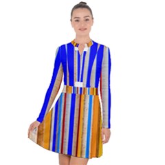 Colorful Wood And Metal Pattern Long Sleeve Panel Dress