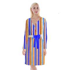 Colorful Wood And Metal Pattern Long Sleeve Velvet Front Wrap Dress by FunnyCow