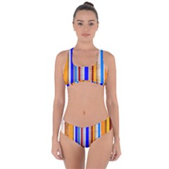 Colorful Wood And Metal Pattern Criss Cross Bikini Set by FunnyCow