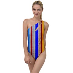 Colorful Wood And Metal Pattern To One Side Swimsuit by FunnyCow