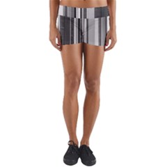 Shades Of Grey Wood And Metal Yoga Shorts by FunnyCow