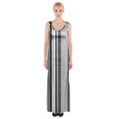 Shades Of Grey Wood And Metal Maxi Thigh Split Dress by FunnyCow