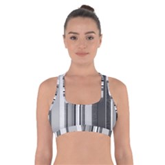 Shades Of Grey Wood And Metal Cross Back Sports Bra by FunnyCow