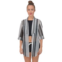 Shades Of Grey Wood And Metal Open Front Chiffon Kimono