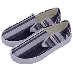 Shades Of Grey Wood And Metal Kids  Canvas Slip Ons by FunnyCow