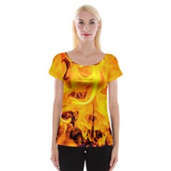 Fire And Flames Cap Sleeve Tops by FunnyCow