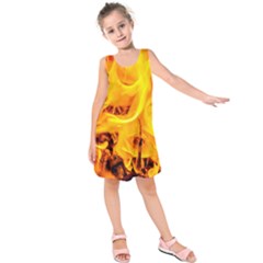 Fire And Flames Kids  Sleeveless Dress by FunnyCow