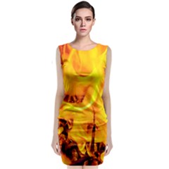 Fire And Flames Sleeveless Velvet Midi Dress by FunnyCow