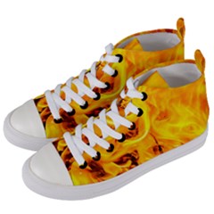 Fire And Flames Women s Mid-top Canvas Sneakers by FunnyCow