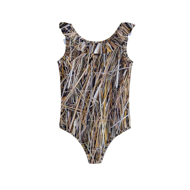 Dry Hay Texture Kids  Frill Swimsuit