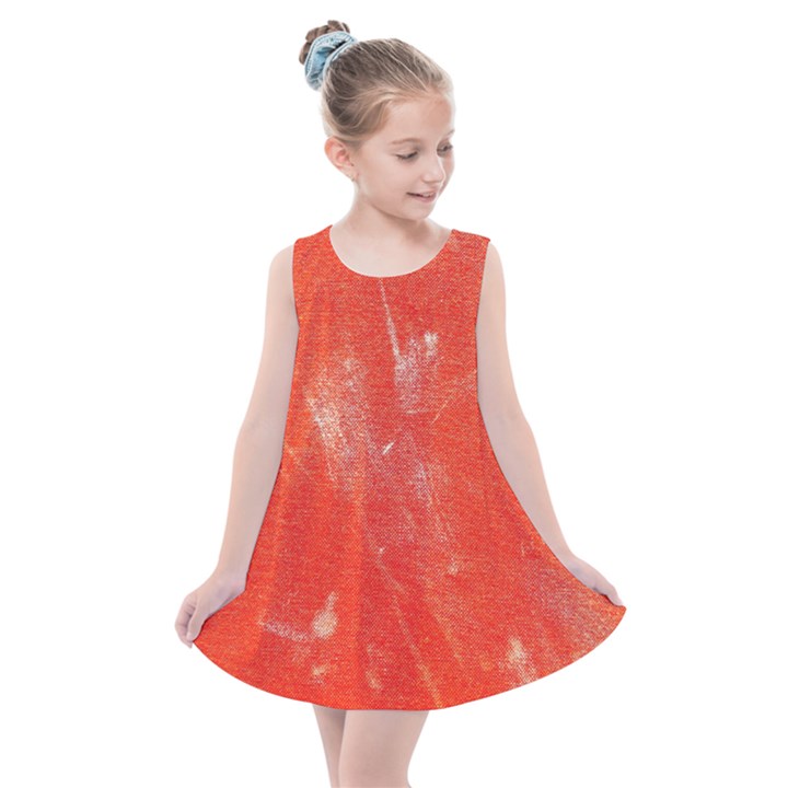 Grunge Red Tarpaulin Texture Kids  Summer Dress