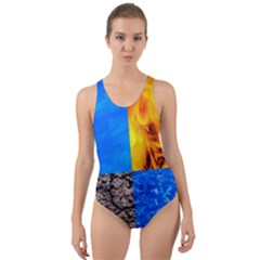 The Fifth Inside Funny Pattern Cut-out Back One Piece Swimsuit by FunnyCow