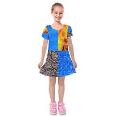 The Fifth Inside Funny Pattern Kids  Short Sleeve Velvet Dress by FunnyCow