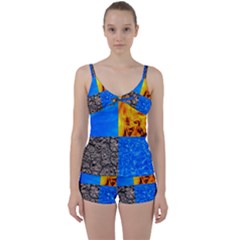 The Fifth Inside Funny Pattern Tie Front Two Piece Tankini by FunnyCow