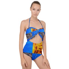 The Fifth Inside Funny Pattern Scallop Top Cut Out Swimsuit by FunnyCow