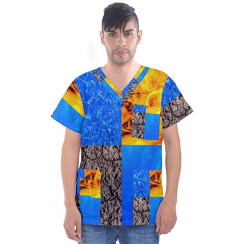 The Fifth Inside Vertical Pattern Men s V-neck Scrub Top by FunnyCow