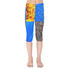 The Fifth Inside Vertical Pattern Kids  Capri Leggings  by FunnyCow