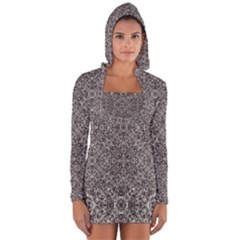 Luxury Modern Baroque Pattern Long Sleeve Hooded T-shirt by dflcprints