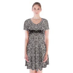 Luxury Modern Baroque Pattern Short Sleeve V-neck Flare Dress by dflcprints