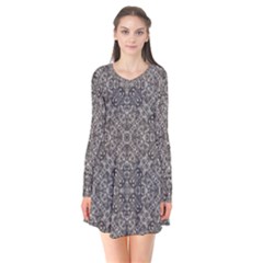 Luxury Modern Baroque Pattern Long Sleeve V-neck Flare Dress by dflcprints