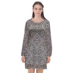 Luxury Modern Baroque Pattern Long Sleeve Chiffon Shift Dress  by dflcprints