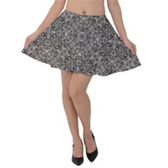 Luxury Modern Baroque Pattern Velvet Skater Skirt