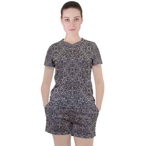 Luxury Modern Baroque Pattern Women s Tee And Shorts Set by dflcprints