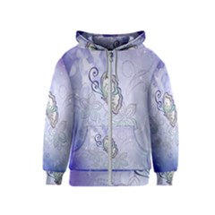 Wonderful Butterlies With Flowers Kids  Zipper Hoodie by FantasyWorld7