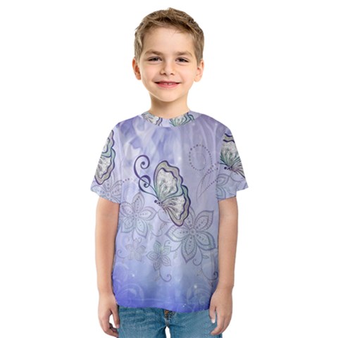 Wonderful Butterlies With Flowers Kids  Sport Mesh Tee by FantasyWorld7