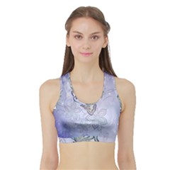 Wonderful Butterlies With Flowers Sports Bra With Border by FantasyWorld7